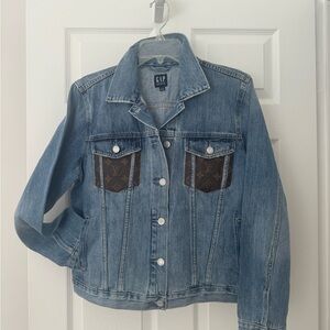 GAP Denim Jacket with authentic LV canvas patches size LARGE